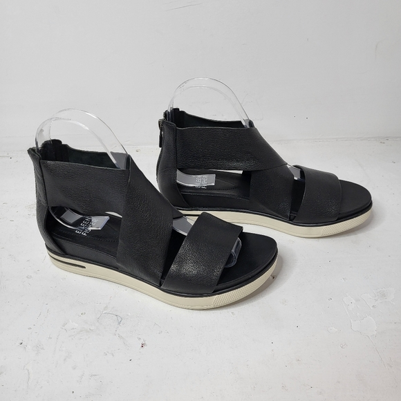 Eileen Fisher Women's Sport Wedge Sandal Black Leather Size 6 - Picture 2 of 9